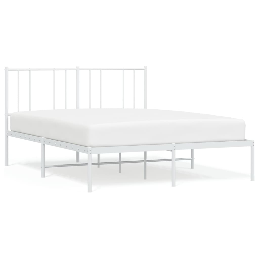Metal Bed Frame without Mattress with Headboard White 160x200cm