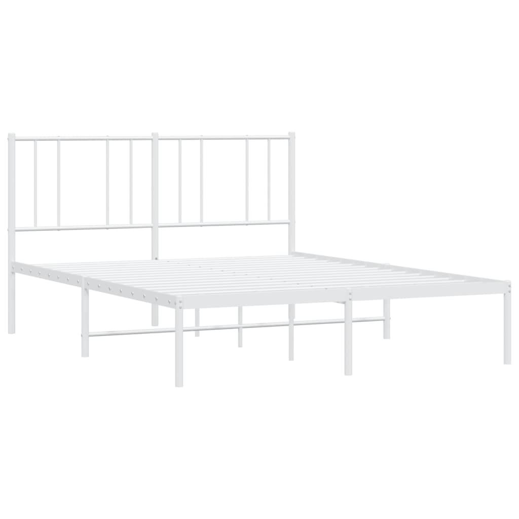 Metal Bed Frame without Mattress with Headboard White 160x200cm