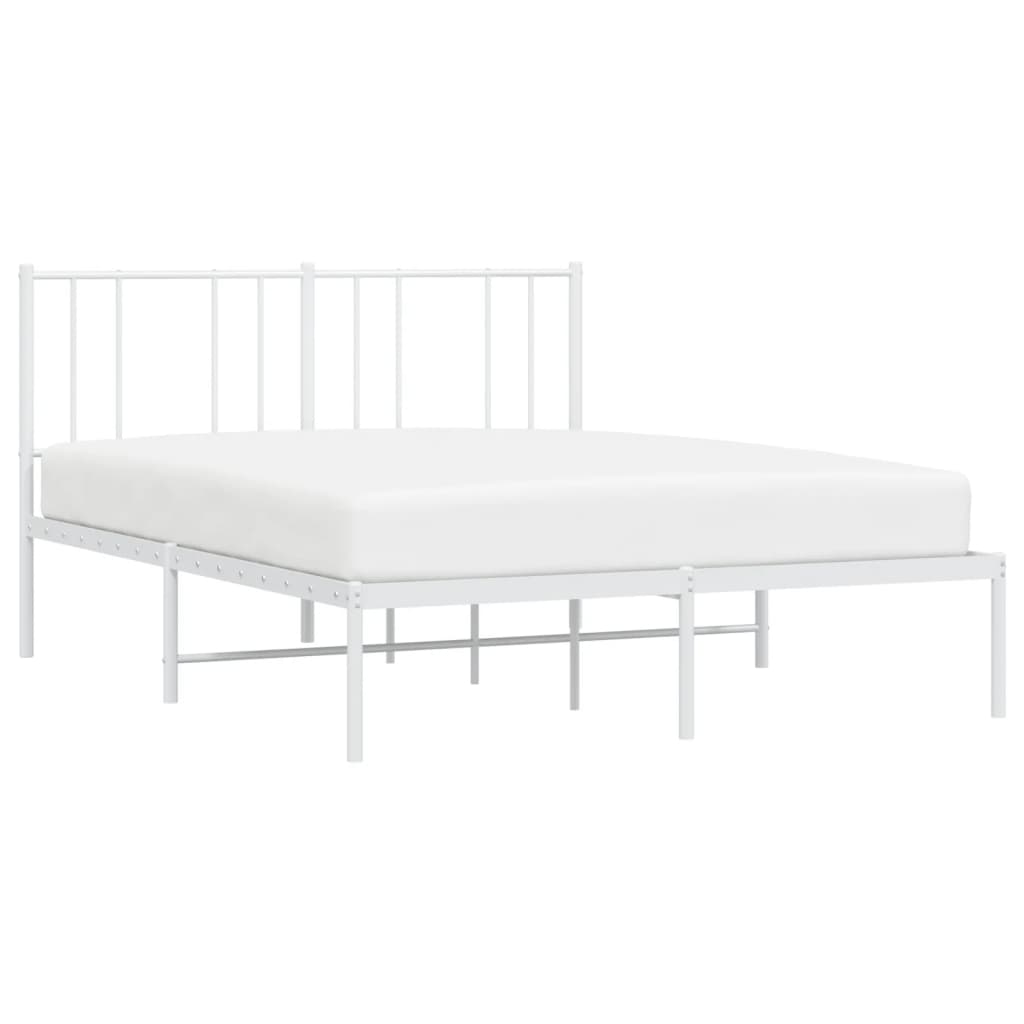 Metal Bed Frame without Mattress with Headboard White 160x200cm