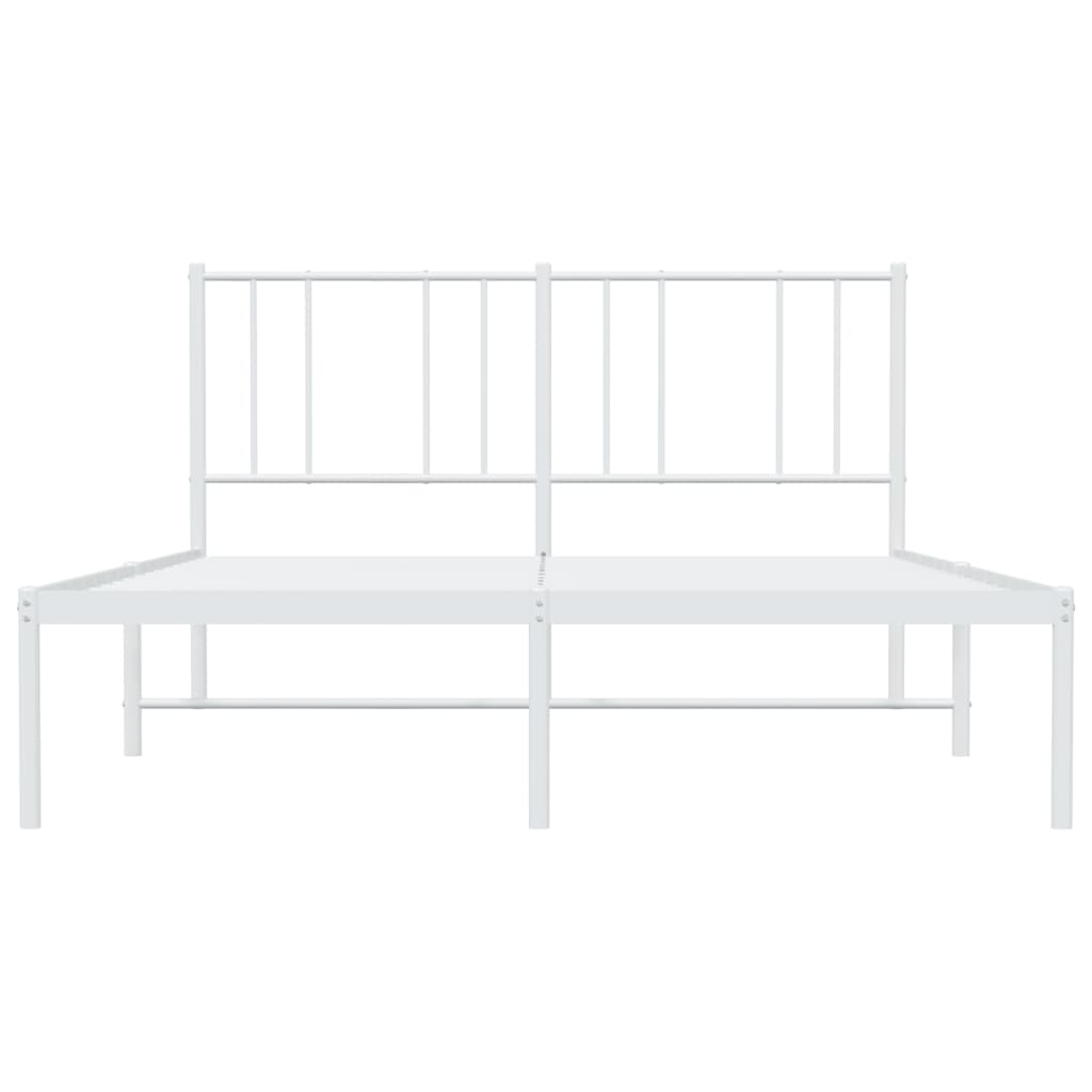 Metal Bed Frame without Mattress with Headboard White 160x200cm
