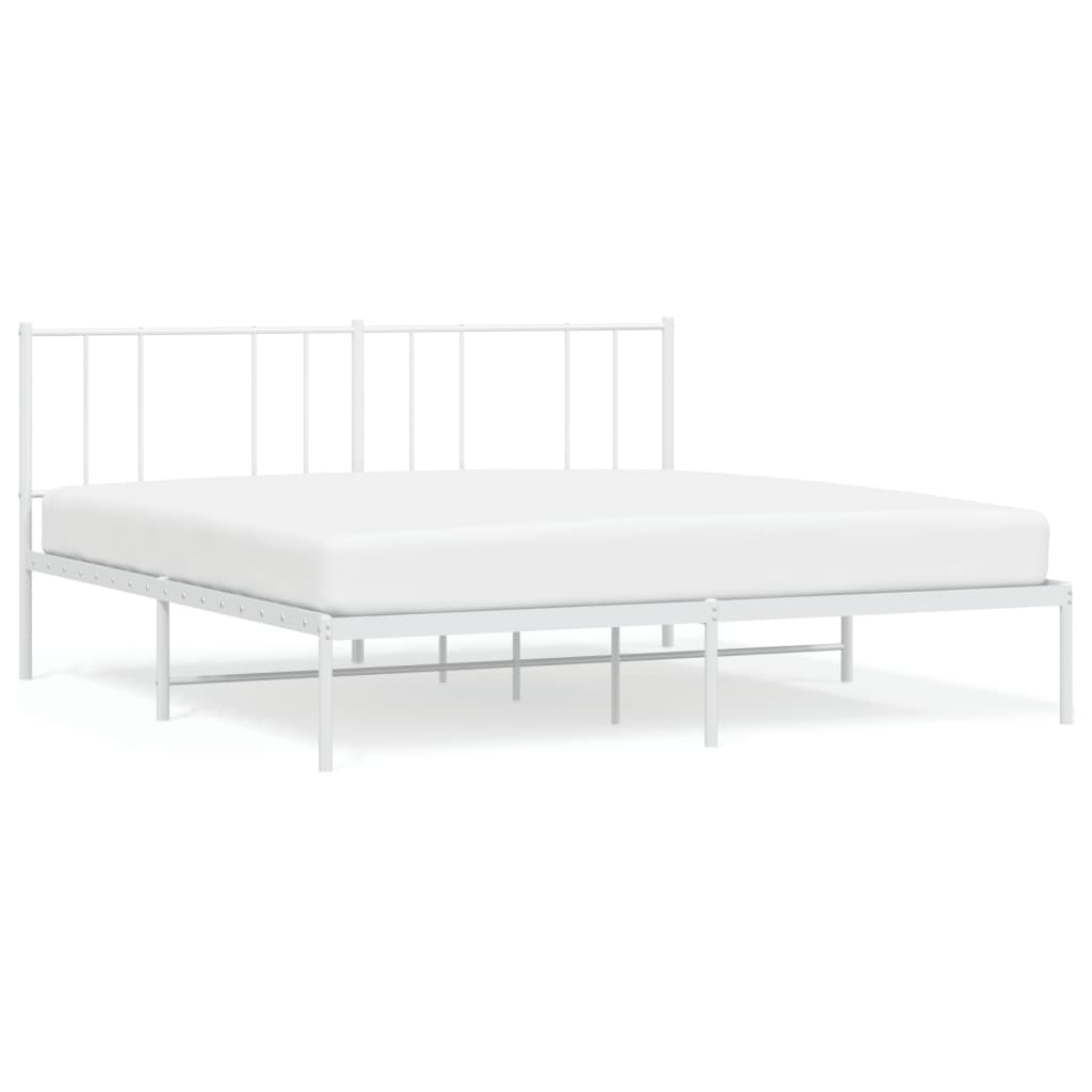 Metal Bed Frame without Mattress with Headboard White 180x200cm