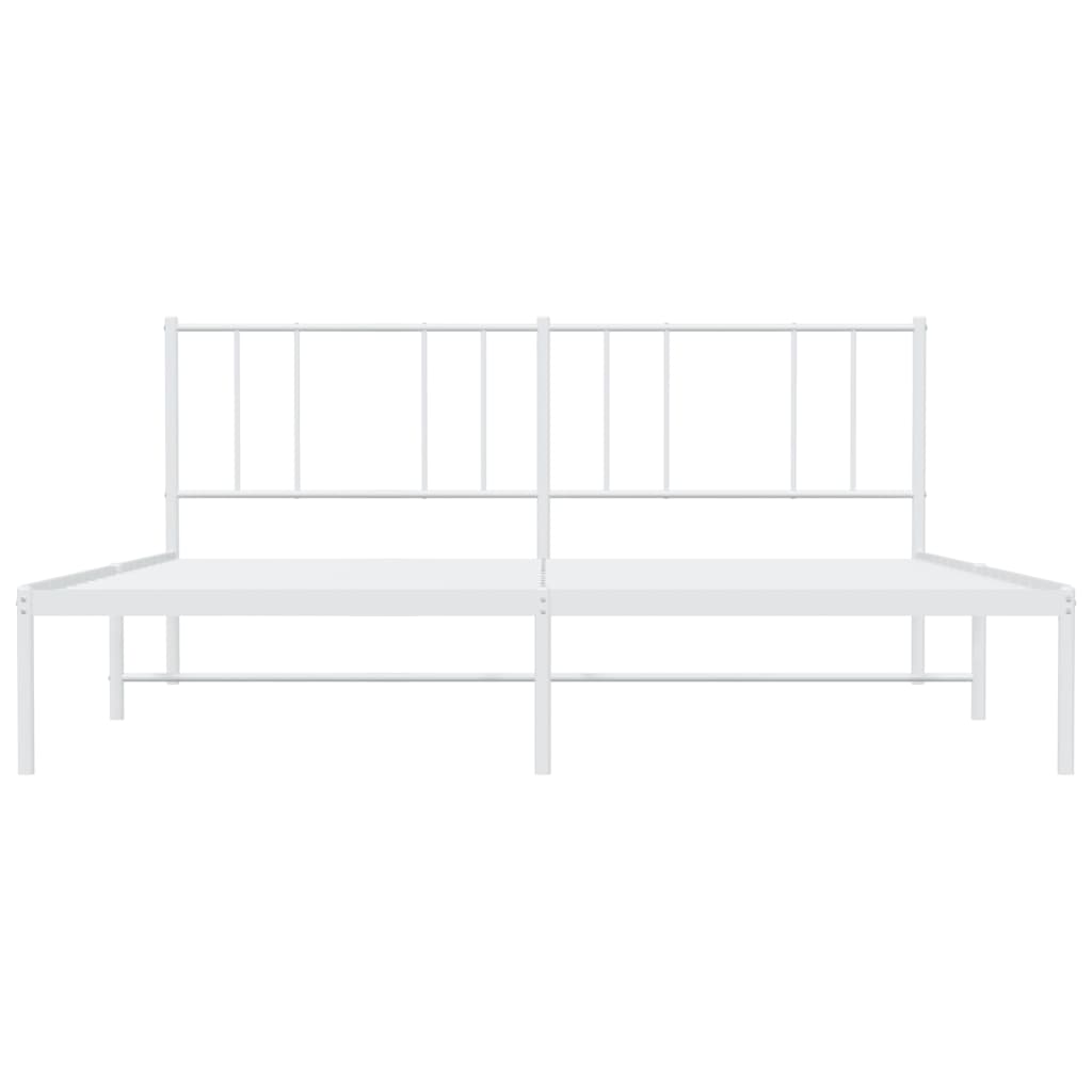 Metal Bed Frame without Mattress with Headboard White 180x200cm