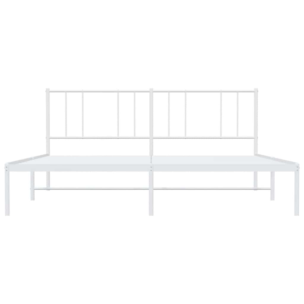 Metal Bed Frame without Mattress with Headboard White 193x203cm