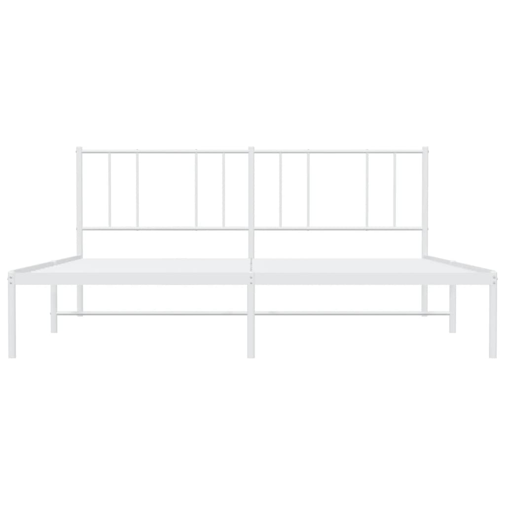 Metal Bed Frame without Mattress with Headboard White 200x200cm