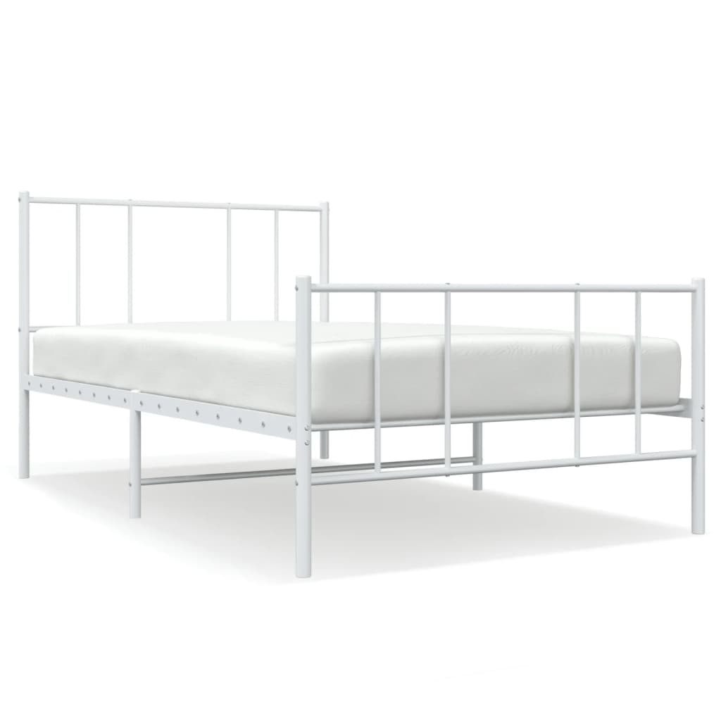Metal Bed Frame without Mattress with Footboard White 80x200cm