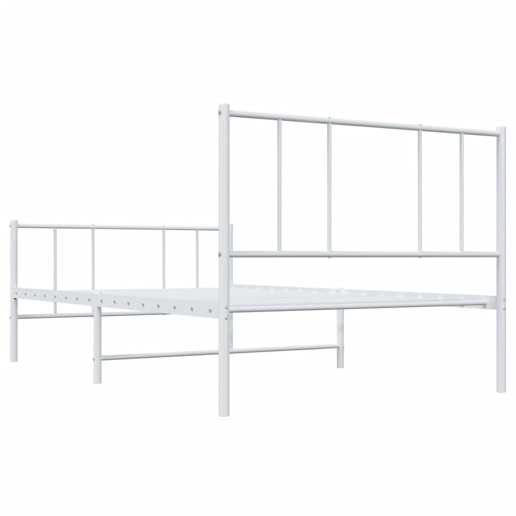 Metal Bed Frame without Mattress with Footboard White 80x200cm