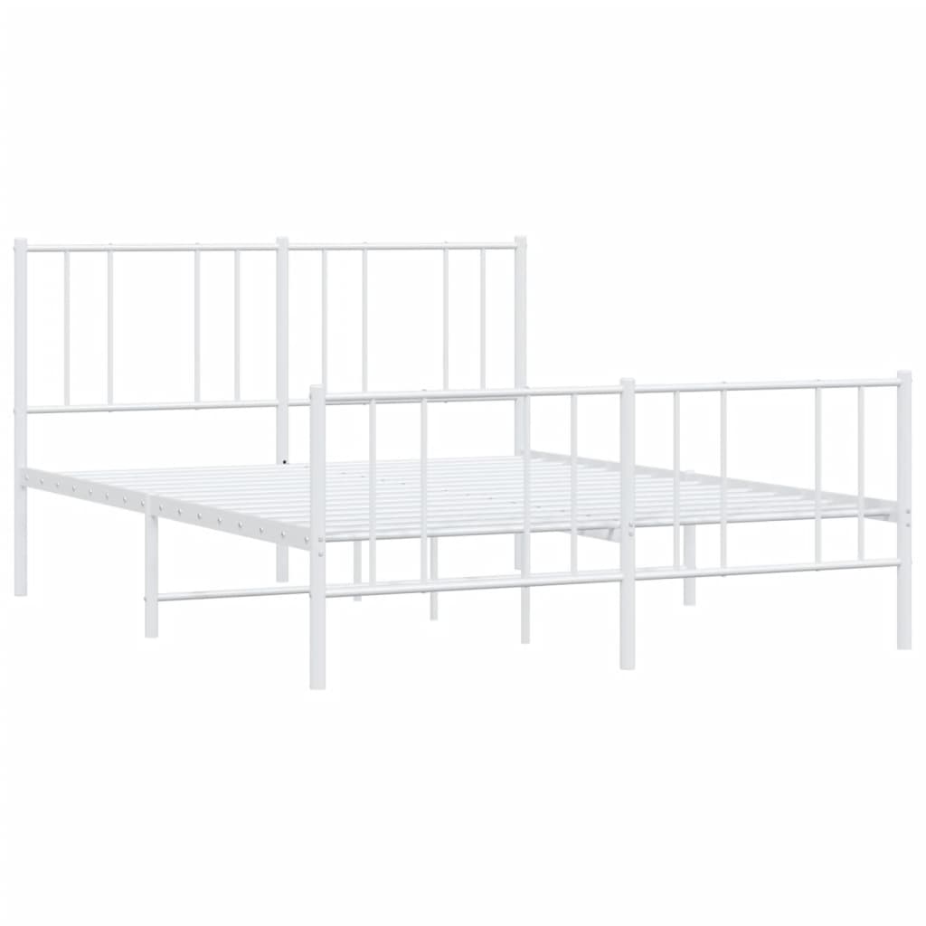 Metal Bed Frame without Mattress with Footboard White 120x190cm