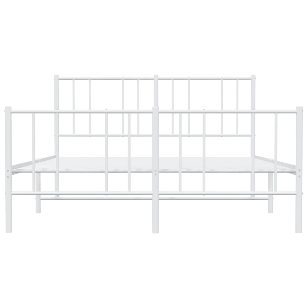 Metal Bed Frame without Mattress with Footboard White 120x190cm