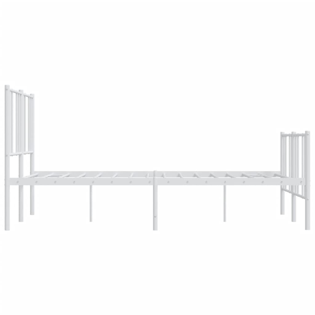 Metal Bed Frame without Mattress with Footboard White 120x190cm