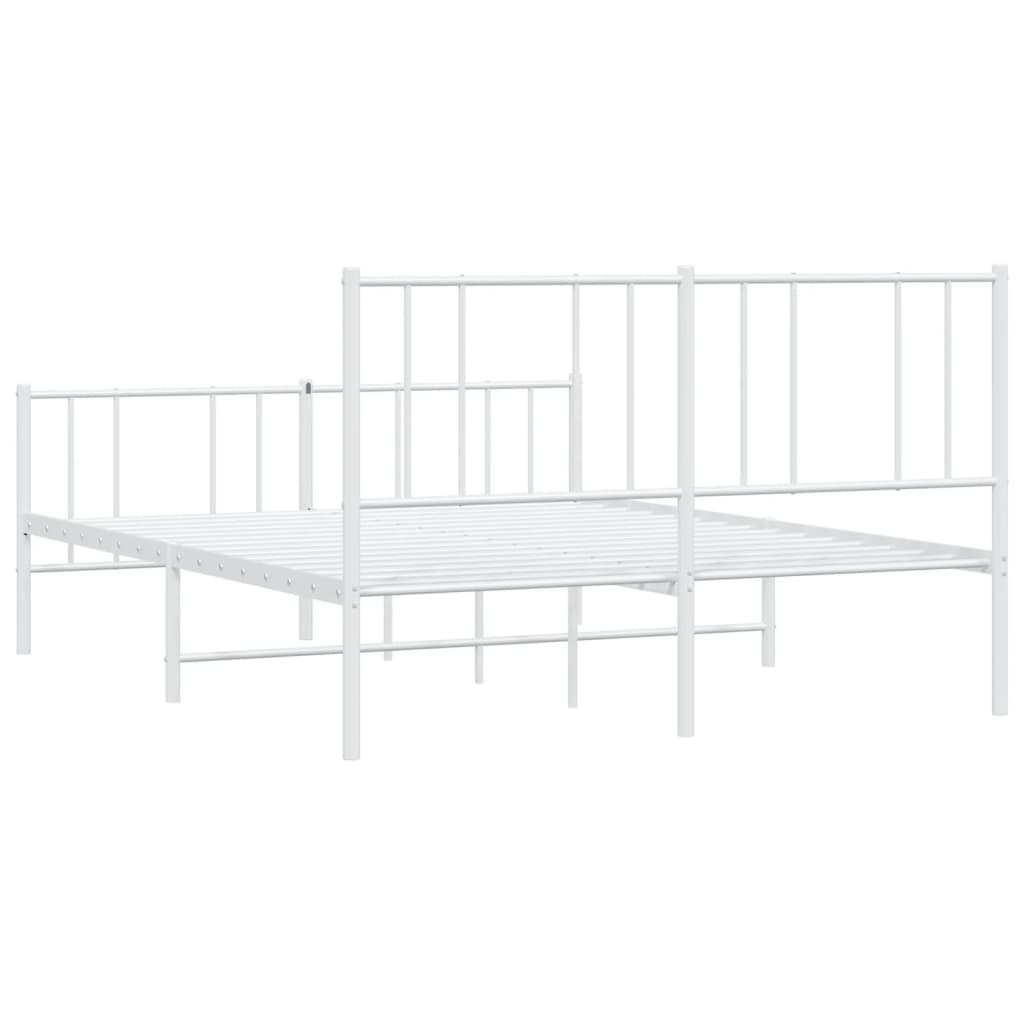 Metal Bed Frame without Mattress with Footboard White 120x190cm