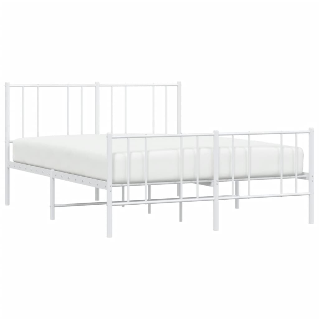 Metal Bed Frame without Mattress with Footboard White 120x200cm