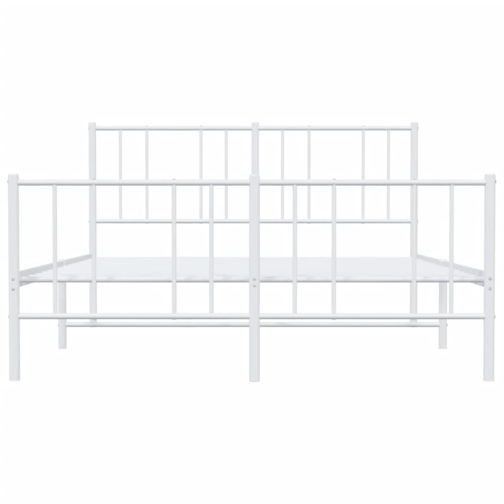 Metal Bed Frame without Mattress with Footboard White 120x200cm