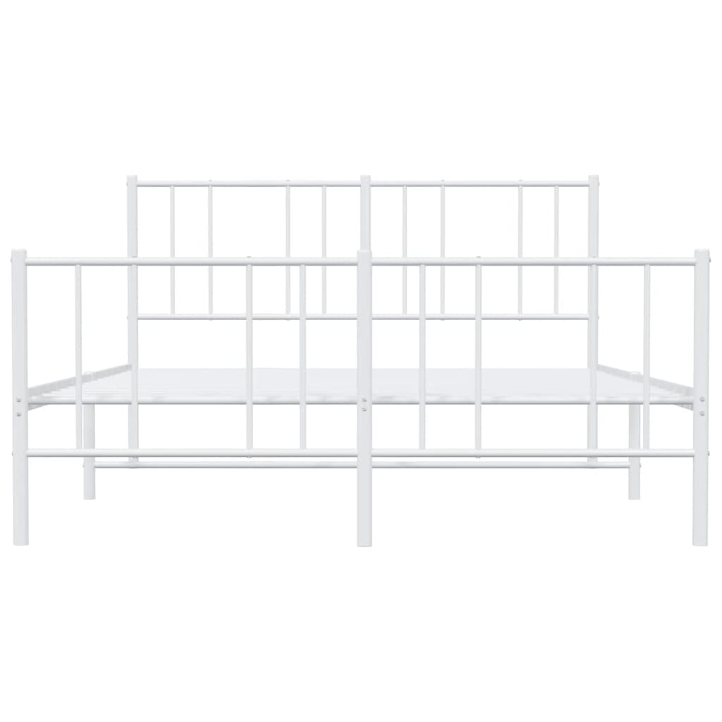 Metal Bed Frame without Mattress with Footboard White 135x190cm