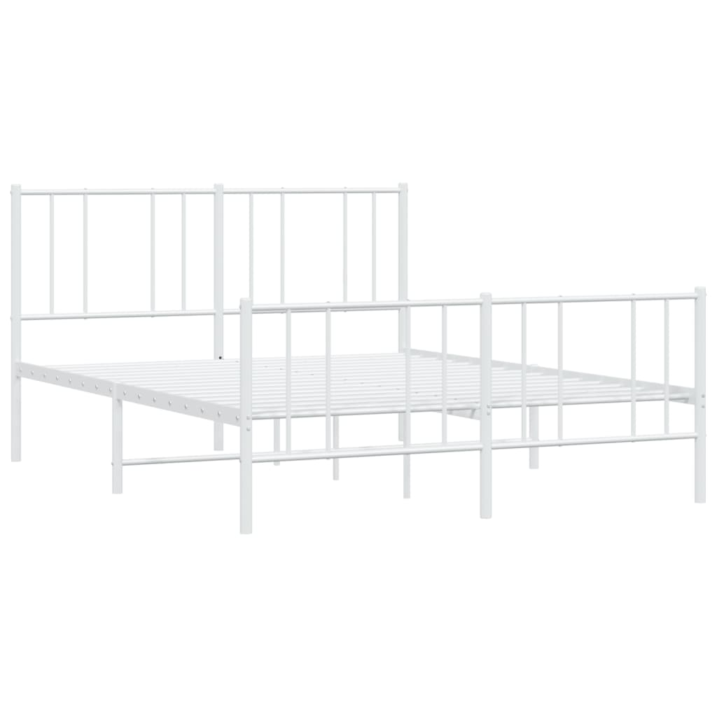 Metal Bed Frame without Mattress with Footboard White 160x200cm