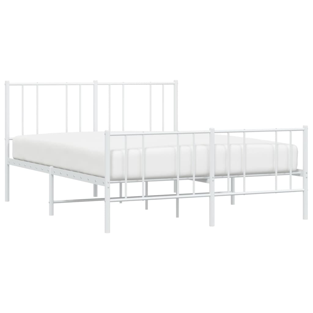 Metal Bed Frame without Mattress with Footboard White 160x200cm