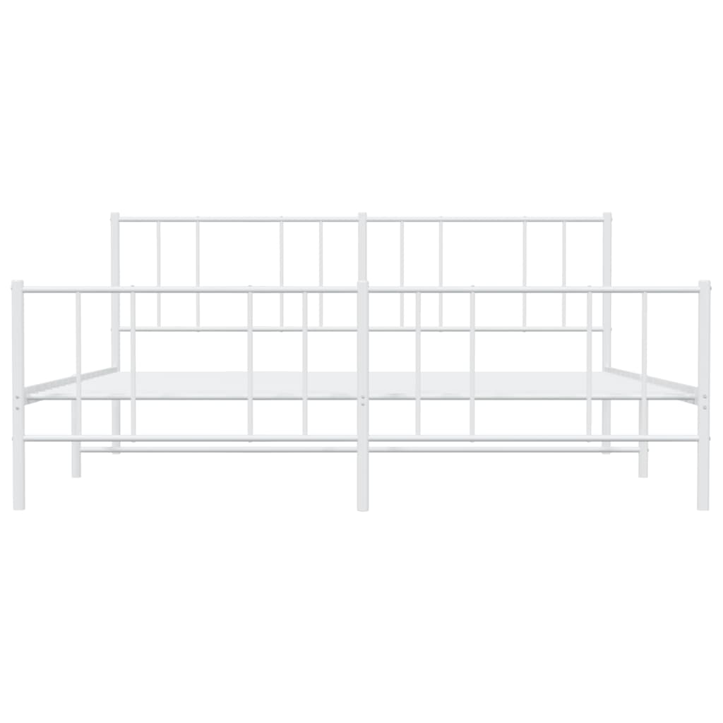 Metal Bed Frame without Mattress with Footboard White 180x200cm