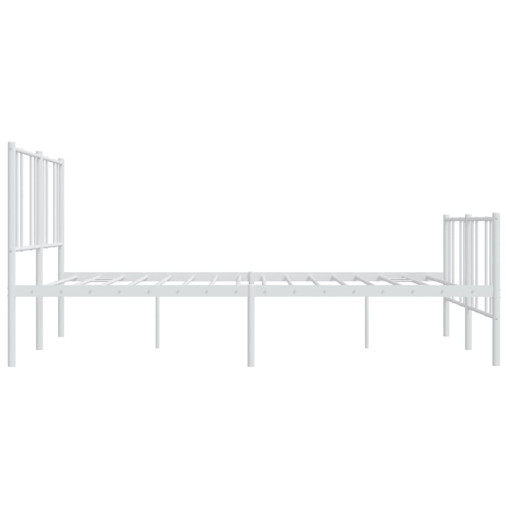 Metal Bed Frame without Mattress with Footboard White 180x200cm