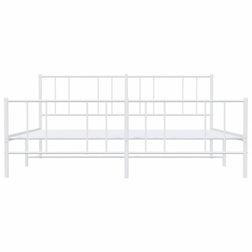 Metal Bed Frame without Mattress with Footboard White 183x213cm