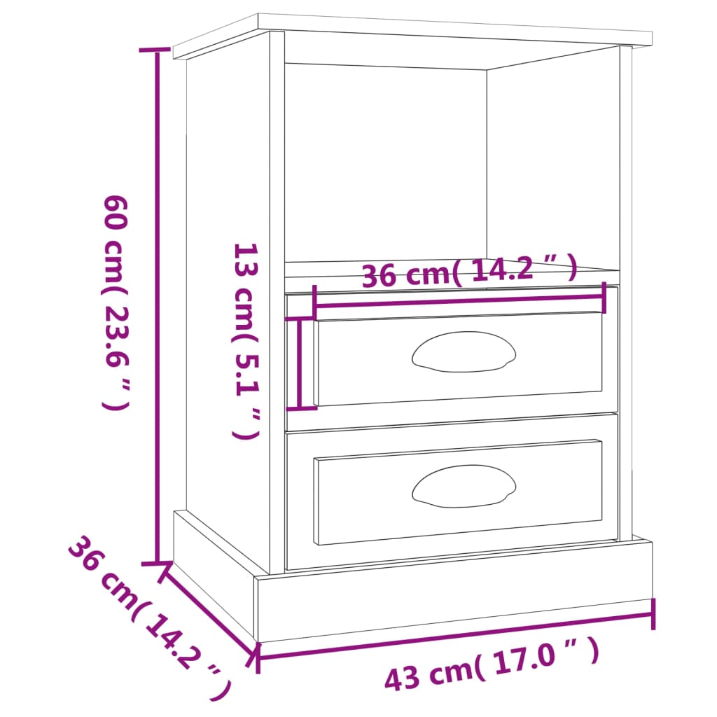 Bedside Cabinet Sonoma Oak 43x36x60 cm