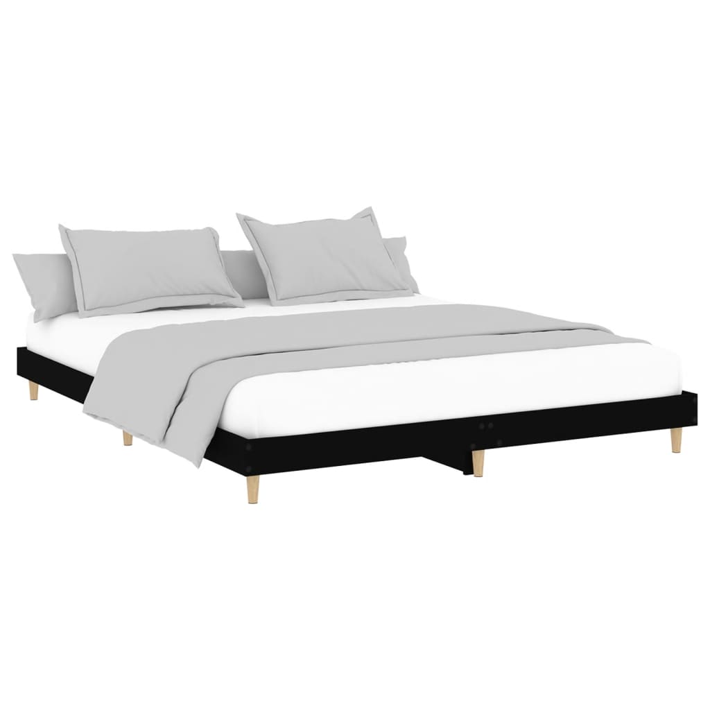 Bed Frame without Mattress Black 200x200 cm Engineered Wood