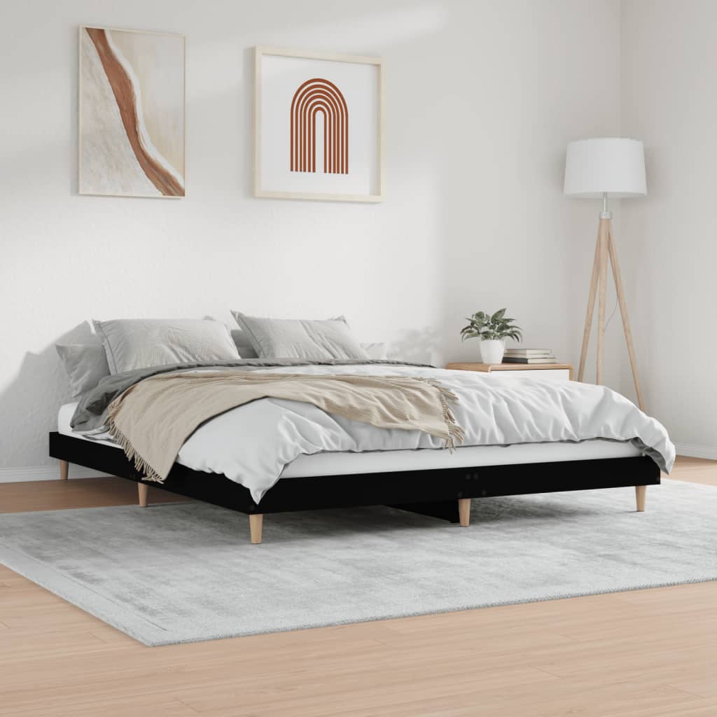 Bed Frame without Mattress Black 200x200 cm Engineered Wood