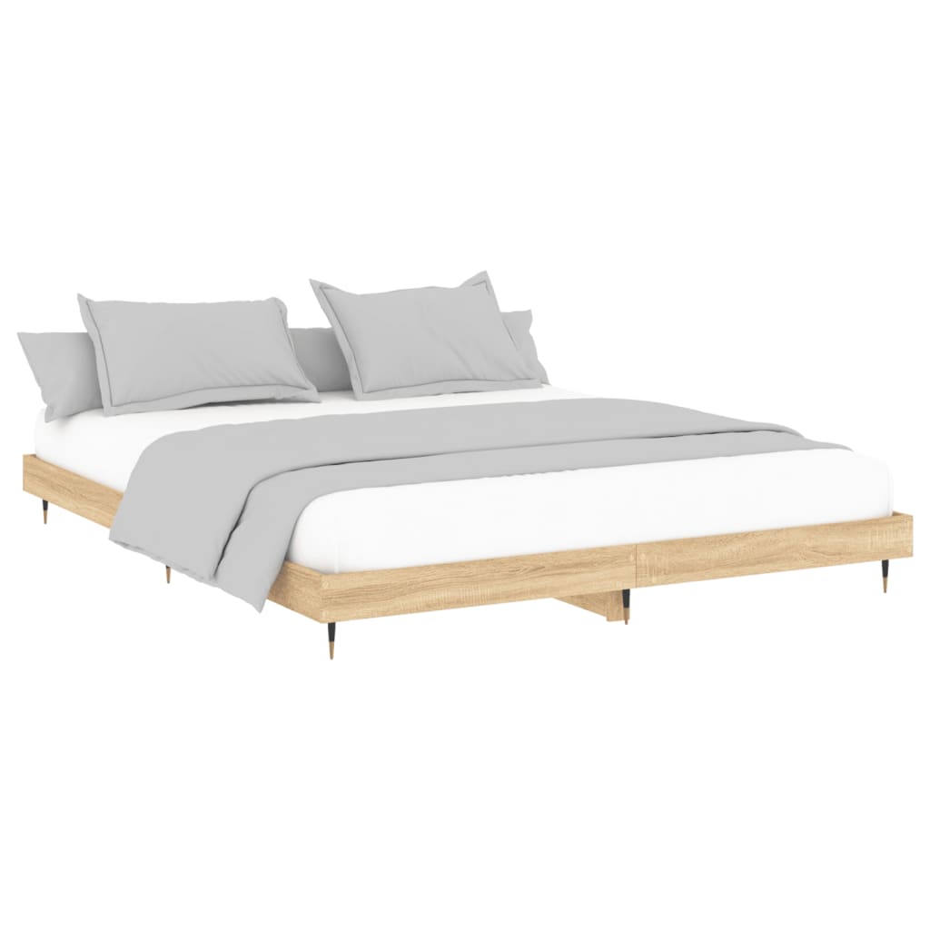 Bed Frame without Mattress Sonoma Oak 200x200 cm Engineered Wood