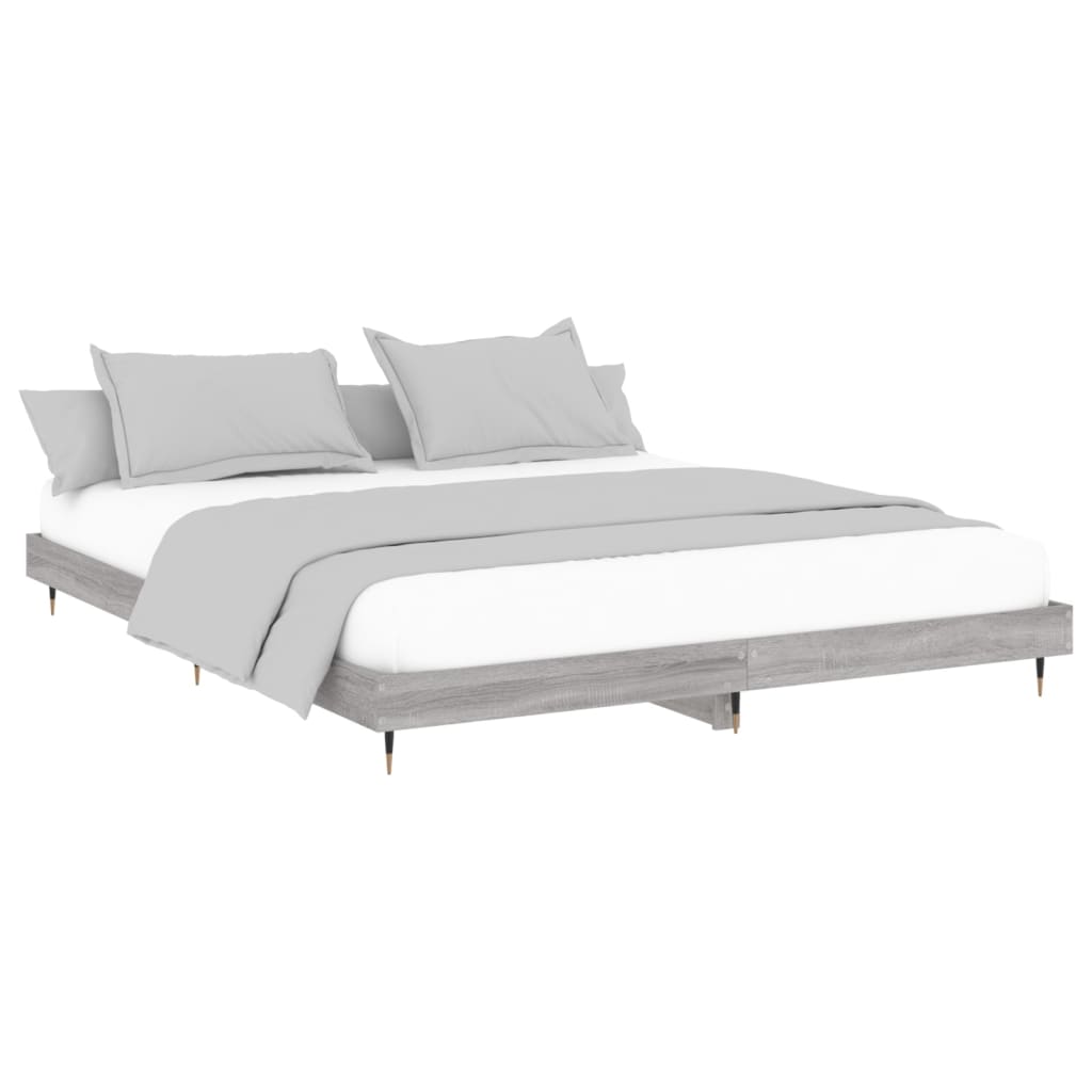 Bed Frame without Mattress Grey Sonoma 140x200 cm Engineered Wood