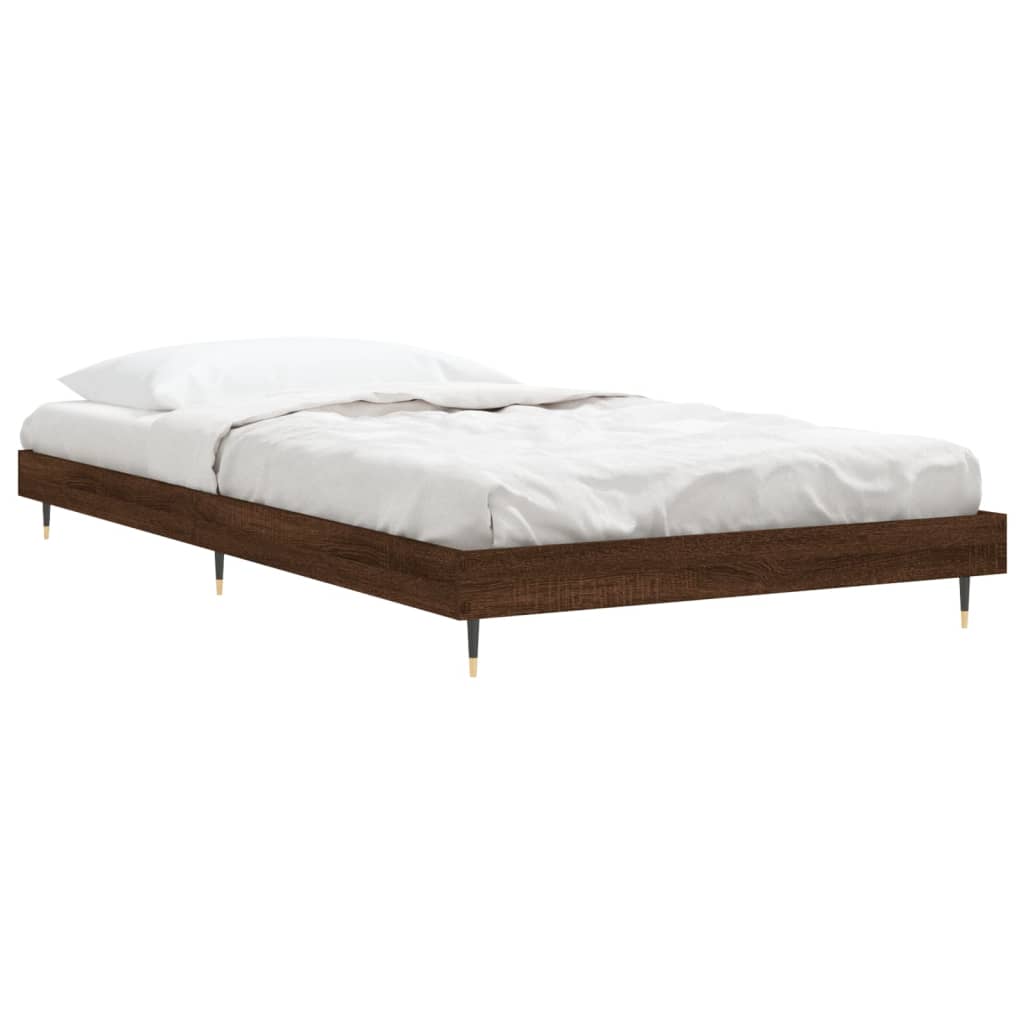 Bed Frame without Mattress Brown Oak 100x200 cm Engineered Wood