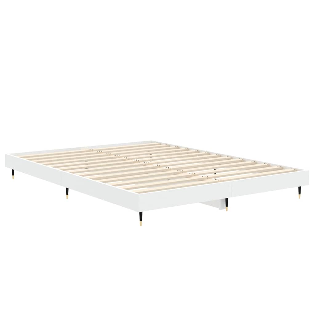 Bed Frame without Mattress White 135x190 cm Double Engineered Wood