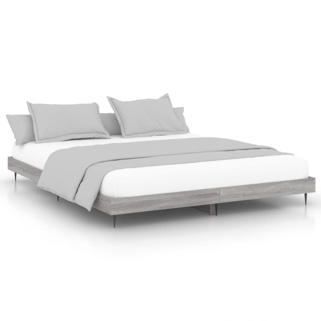 Bed Frame without Mattress Grey Sonoma 140x200 cm Engineered Wood