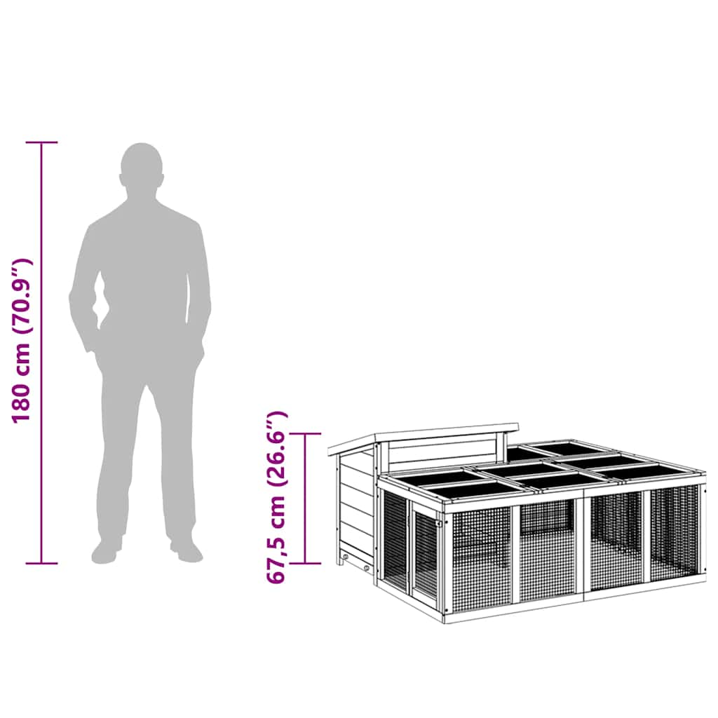 Rabbit Hutch Mocha 144x123x67.5 cm Solid Wood Pine