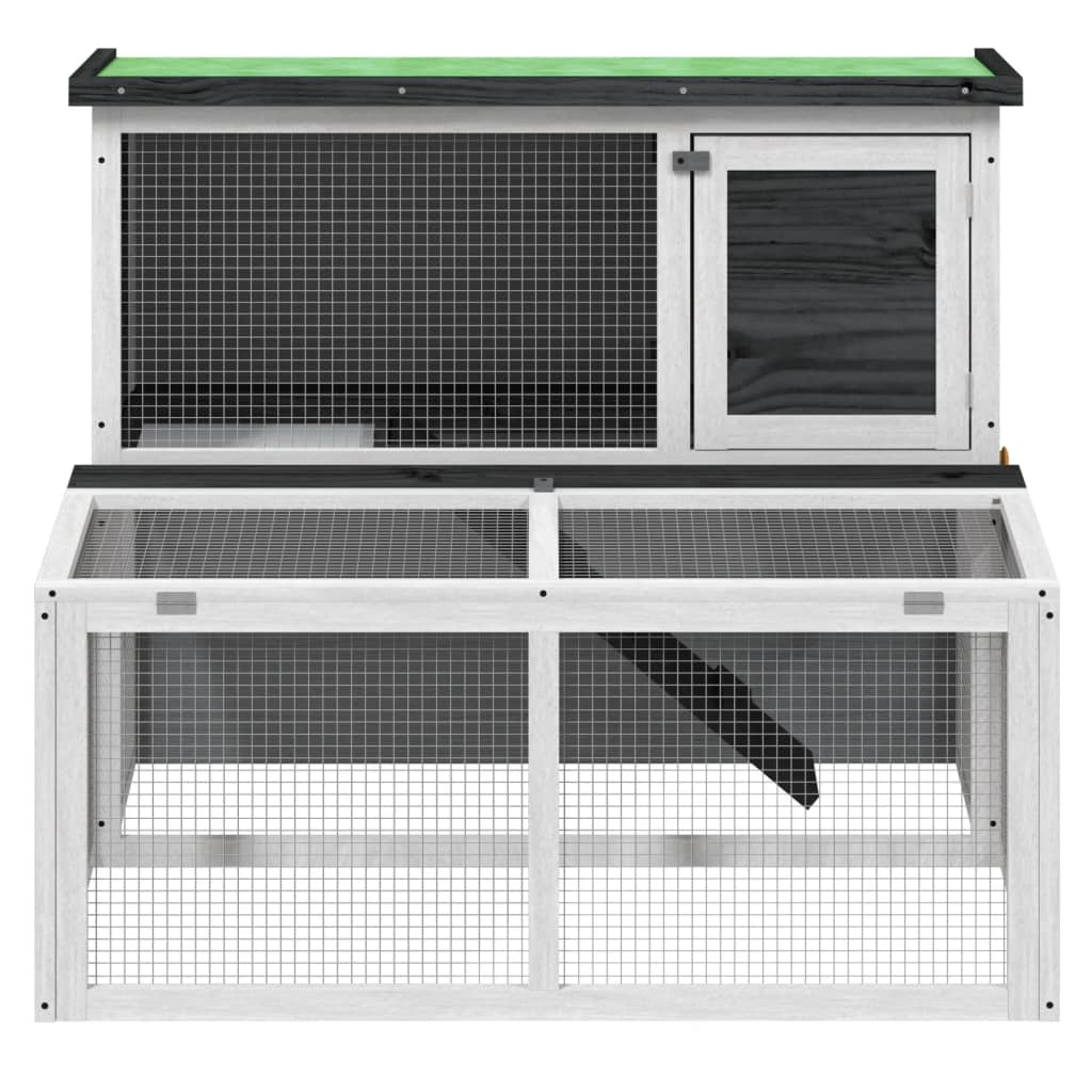 Rabbit Hutch Grey 102x90x84.5 cm Solid Wood Pine