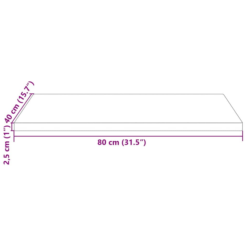 Table Top 80x40x2.5 cm Solid Wood Pine Rectangular