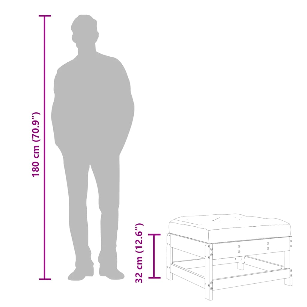 Garden Footstool with Cushion Solid Wood Douglas