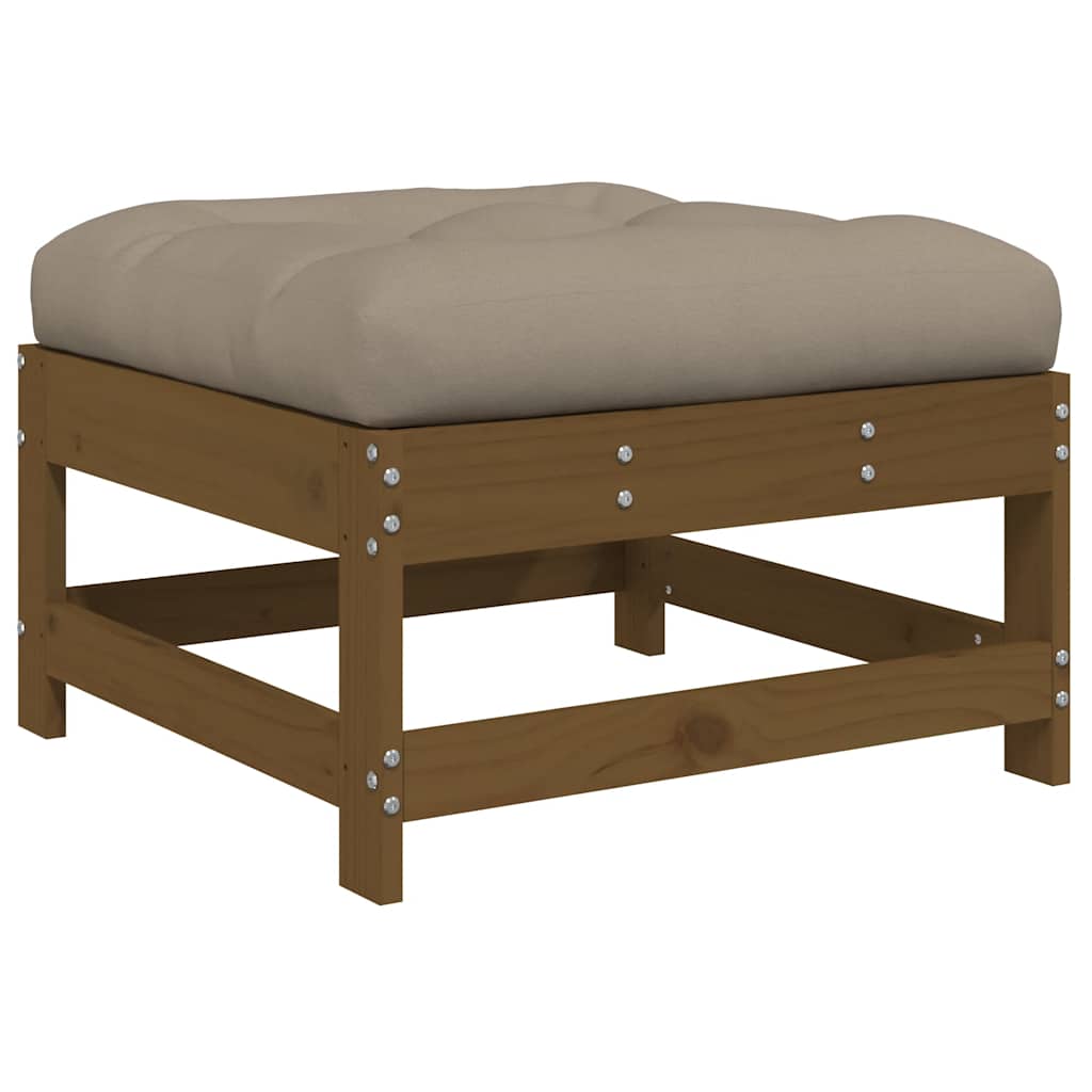 Garden Footstools with Cushions 2pcs Honey Brown Solid Wood Pine