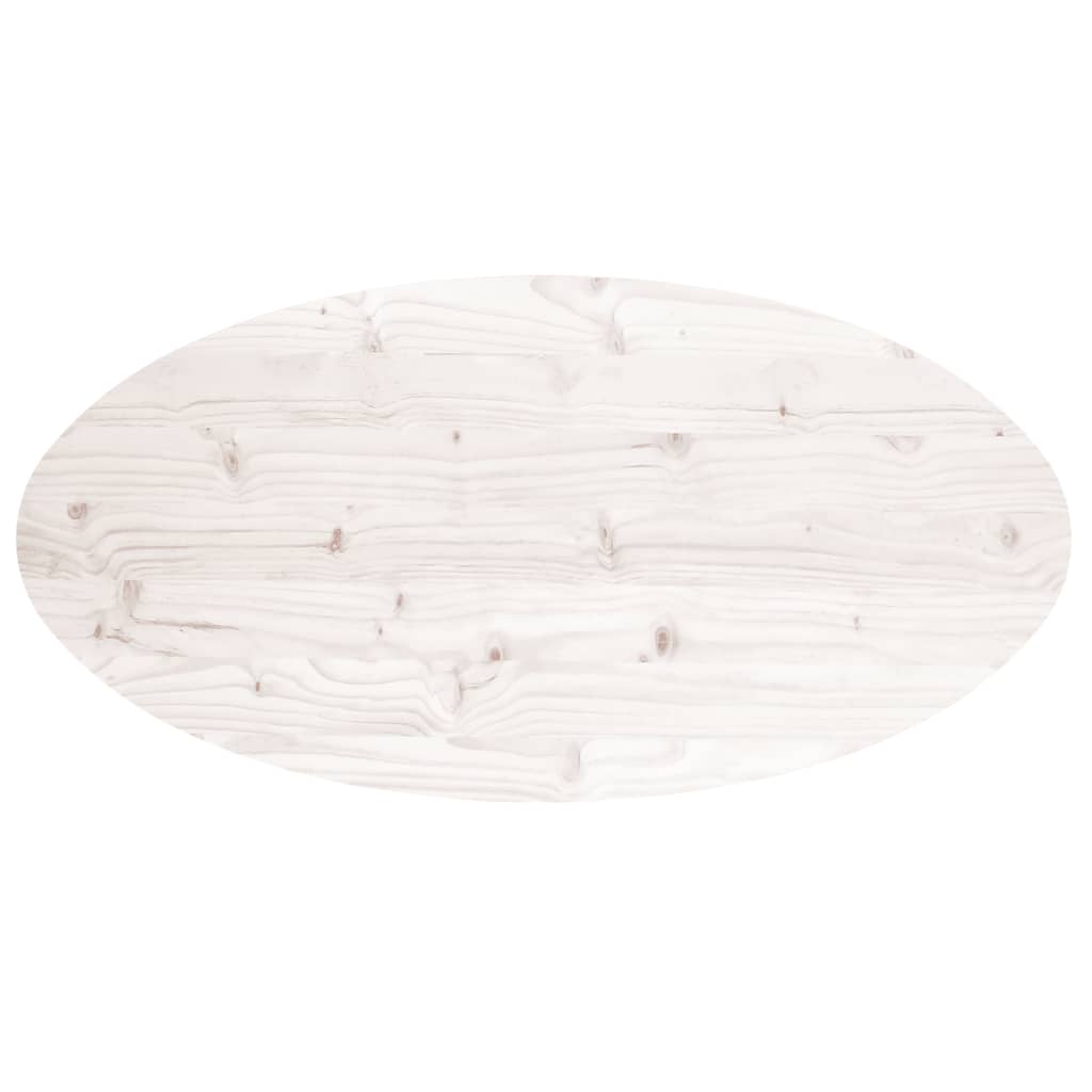 Table Top White 100x50x2.5 cm Solid Wood Pine Oval