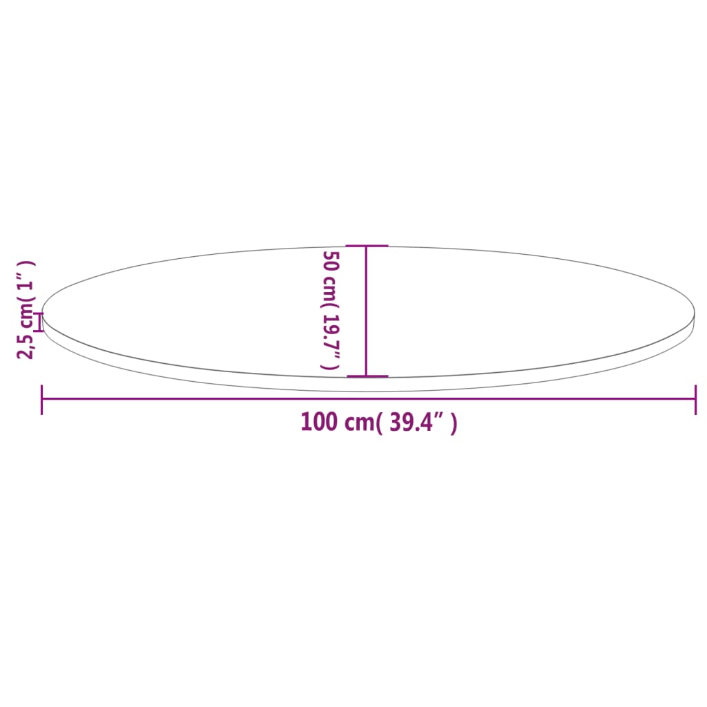 Table Top White 100x50x2.5 cm Solid Wood Pine Oval