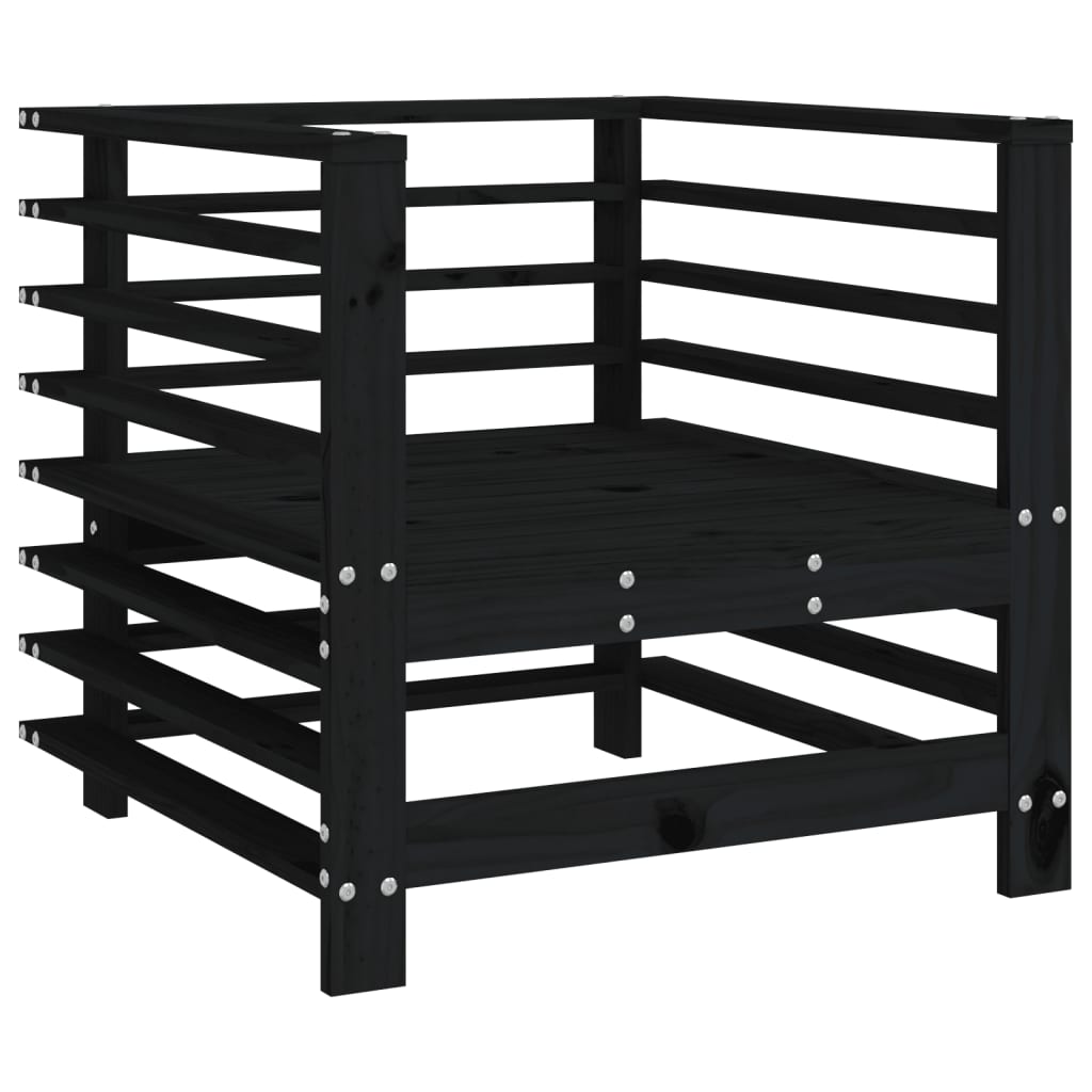 Garden Chairs 2 pcs Black Solid Wood Pine