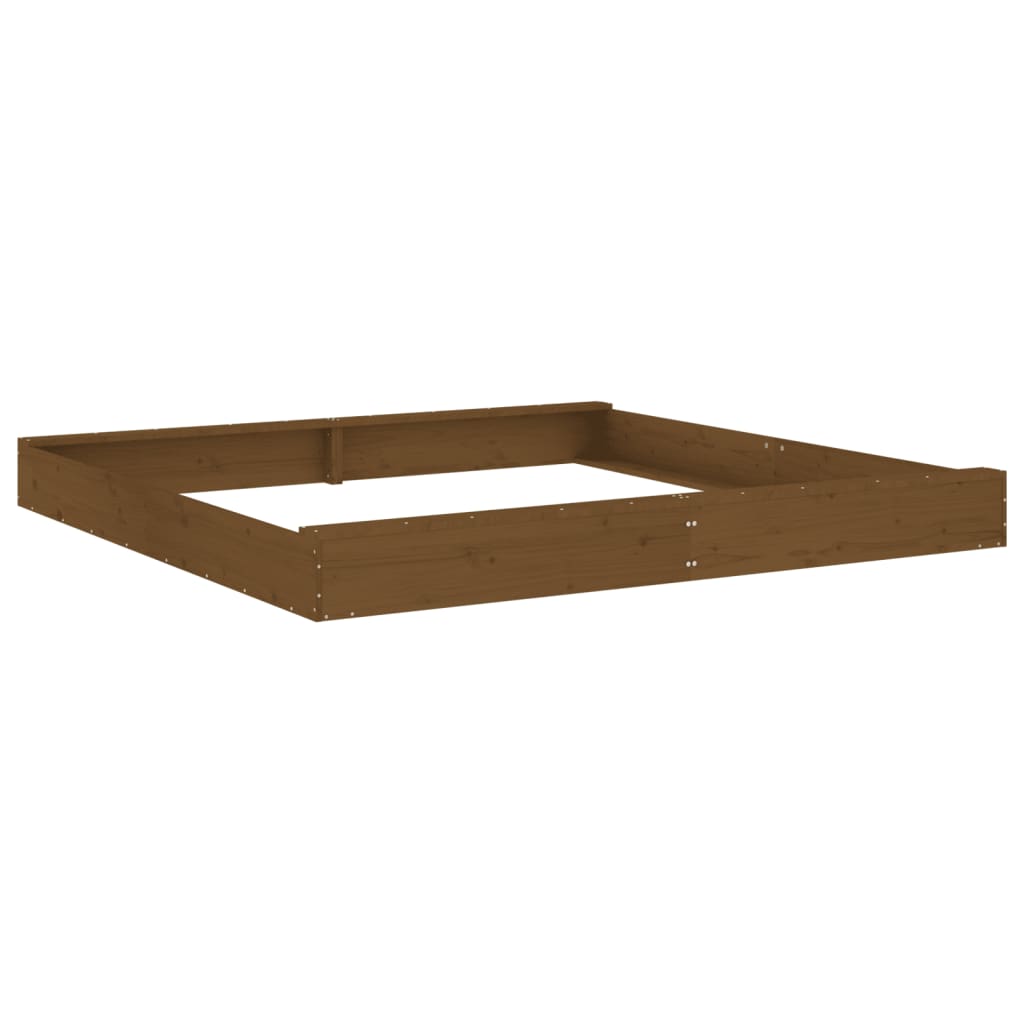 Sandbox with Seats Honey Brown Square Solid Wood Pine