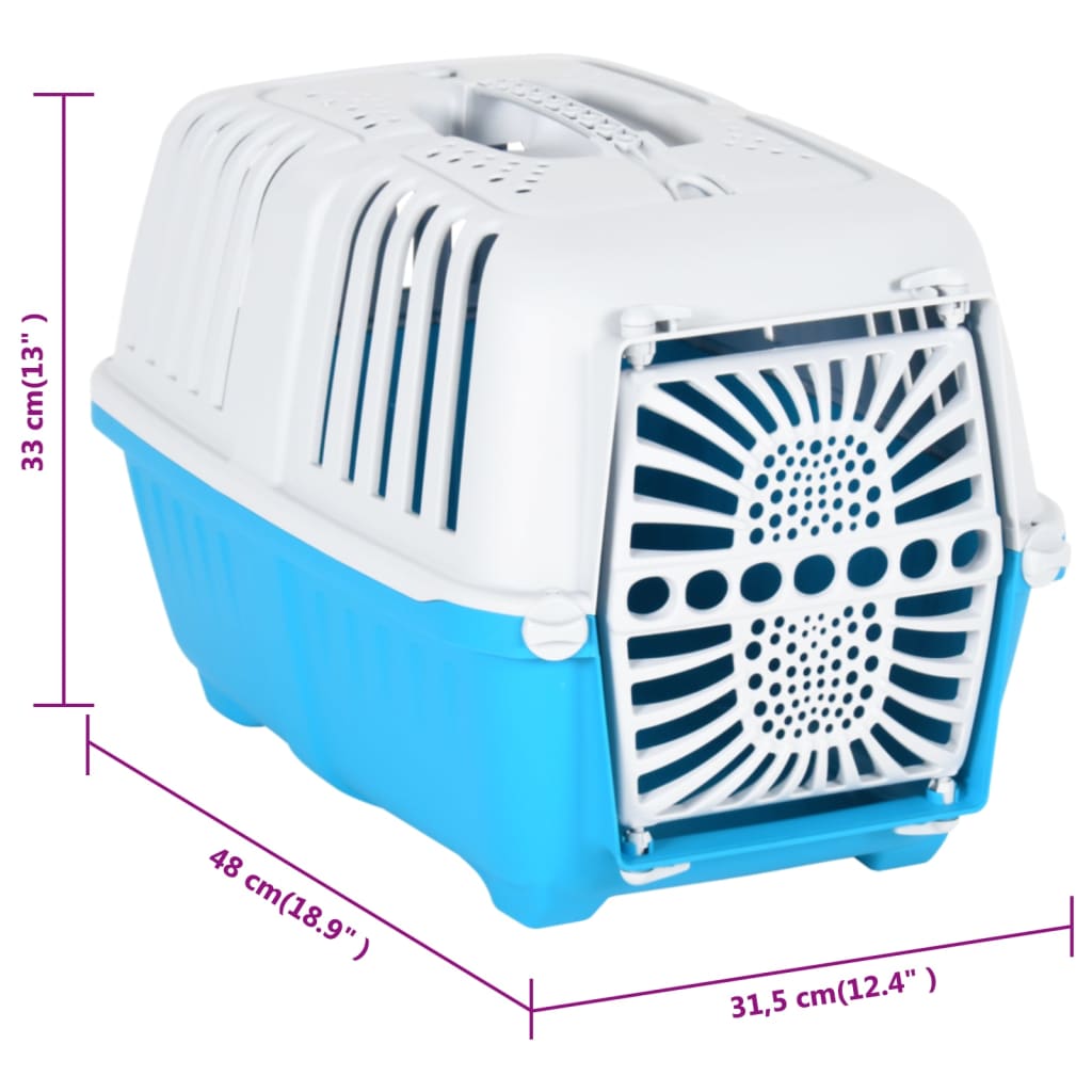 Pet Carrier White and Blue 48x31.5x33cm Polypropylene