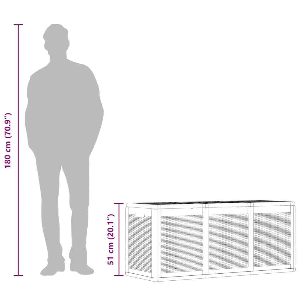Garden Storage Box Grey PP Rattan 270 L