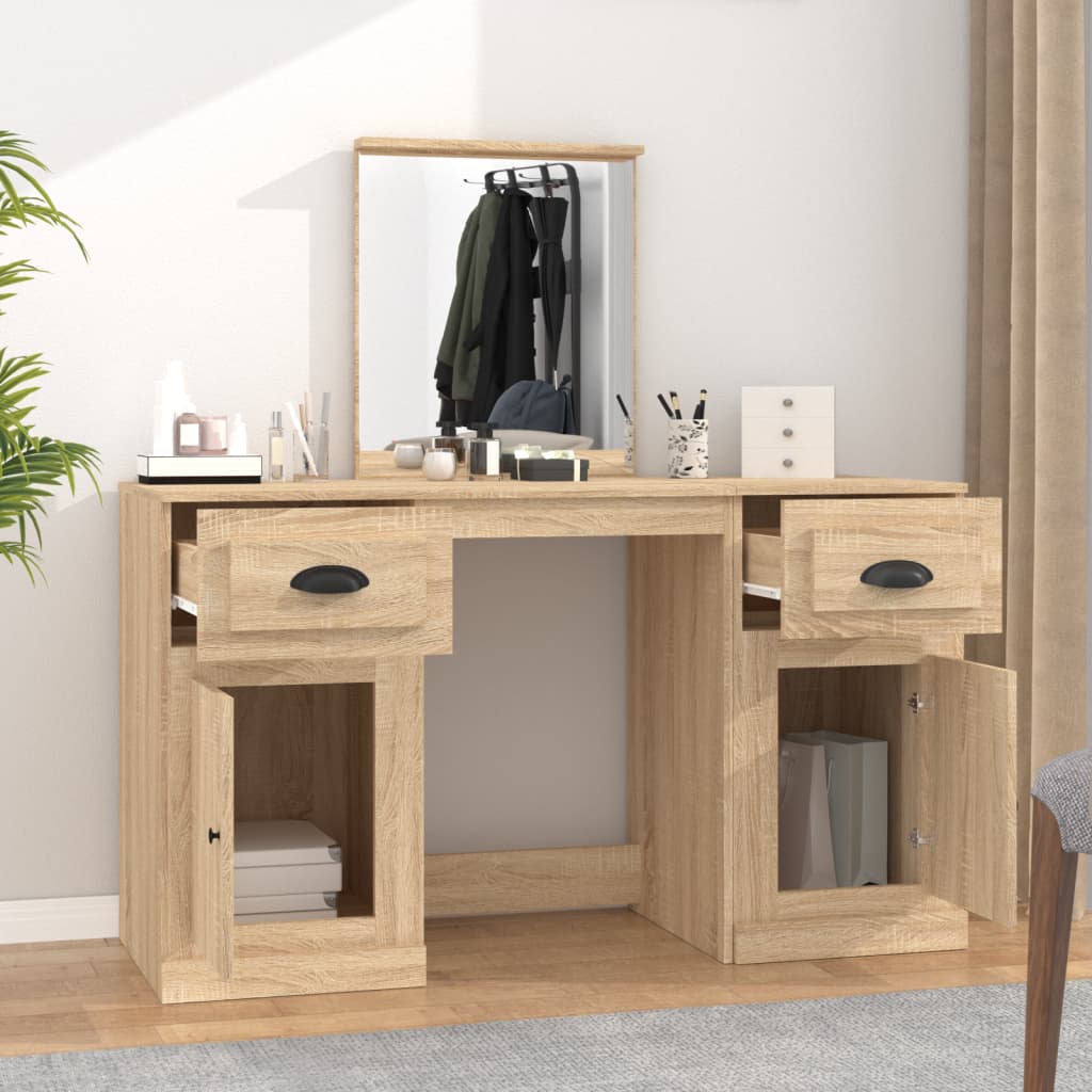 Dressing Table with Mirror Sonoma Oak 130x50x132.5 cm
