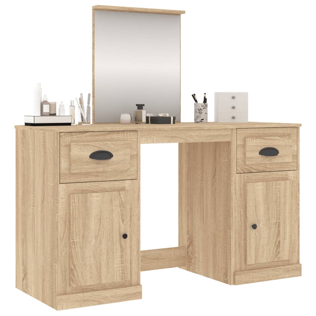 Dressing Table with Mirror Sonoma Oak 130x50x132.5 cm