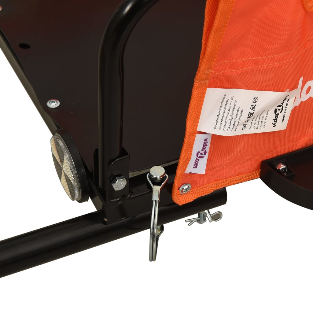 Bike Trailer Orange and Black Oxford Fabric and Iron