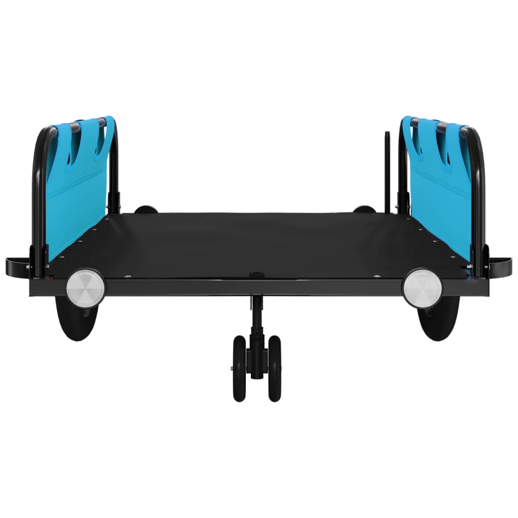 Bike Trailer Blue and Black Oxford Fabric and Iron