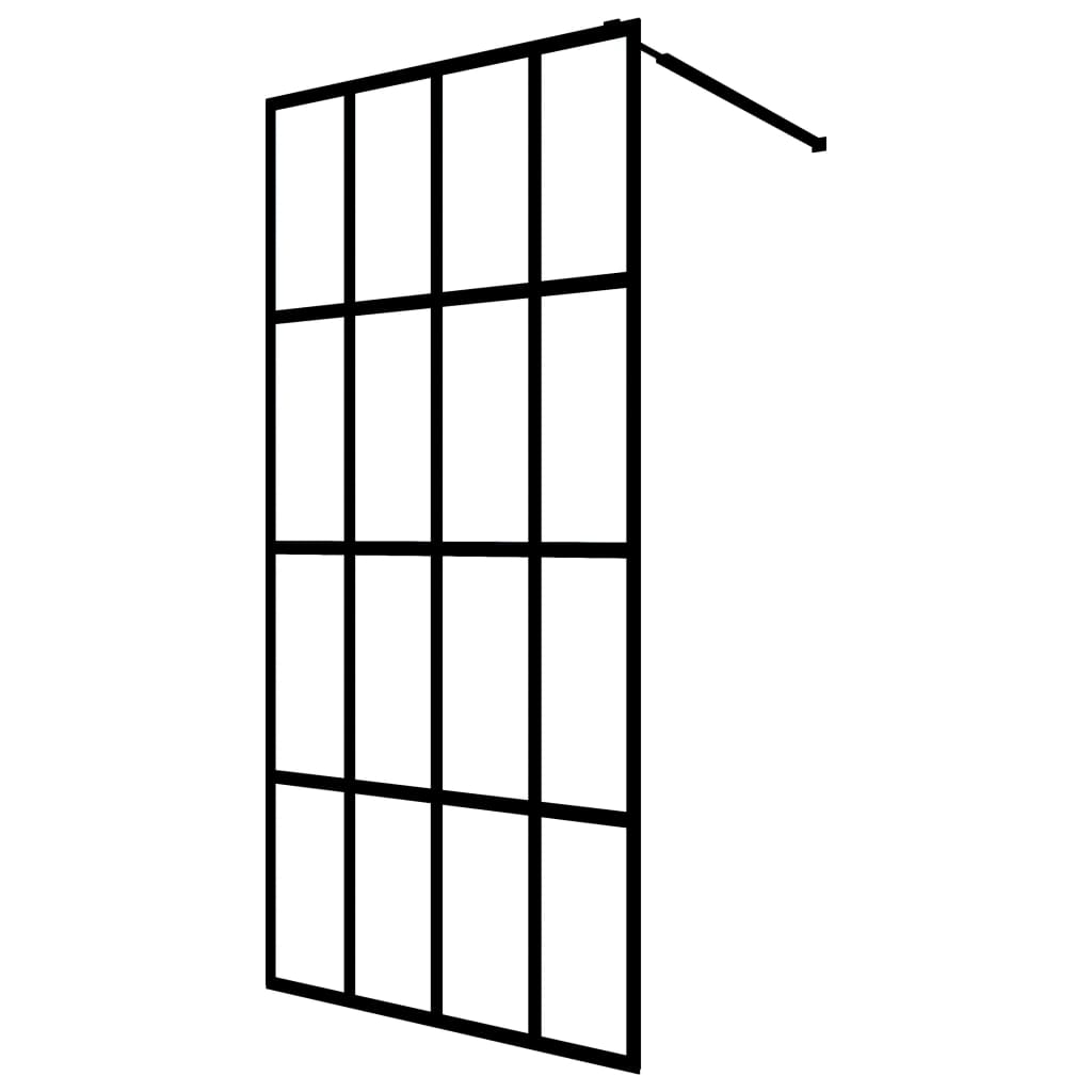 Walk-in Shower Wall with Shelf Black 80x195 cm ESG Glass&Aluminium