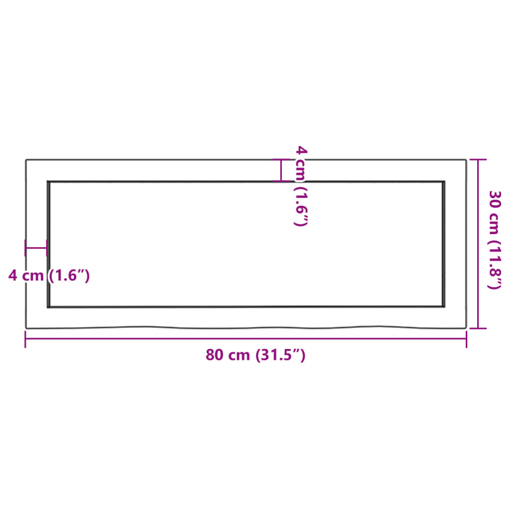 Bathroom Countertop 80x30x(2-4) cm Untreated Solid Wood