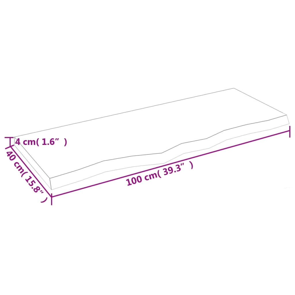 Bathroom Countertop 100x40x(2-4) cm Untreated Solid Wood