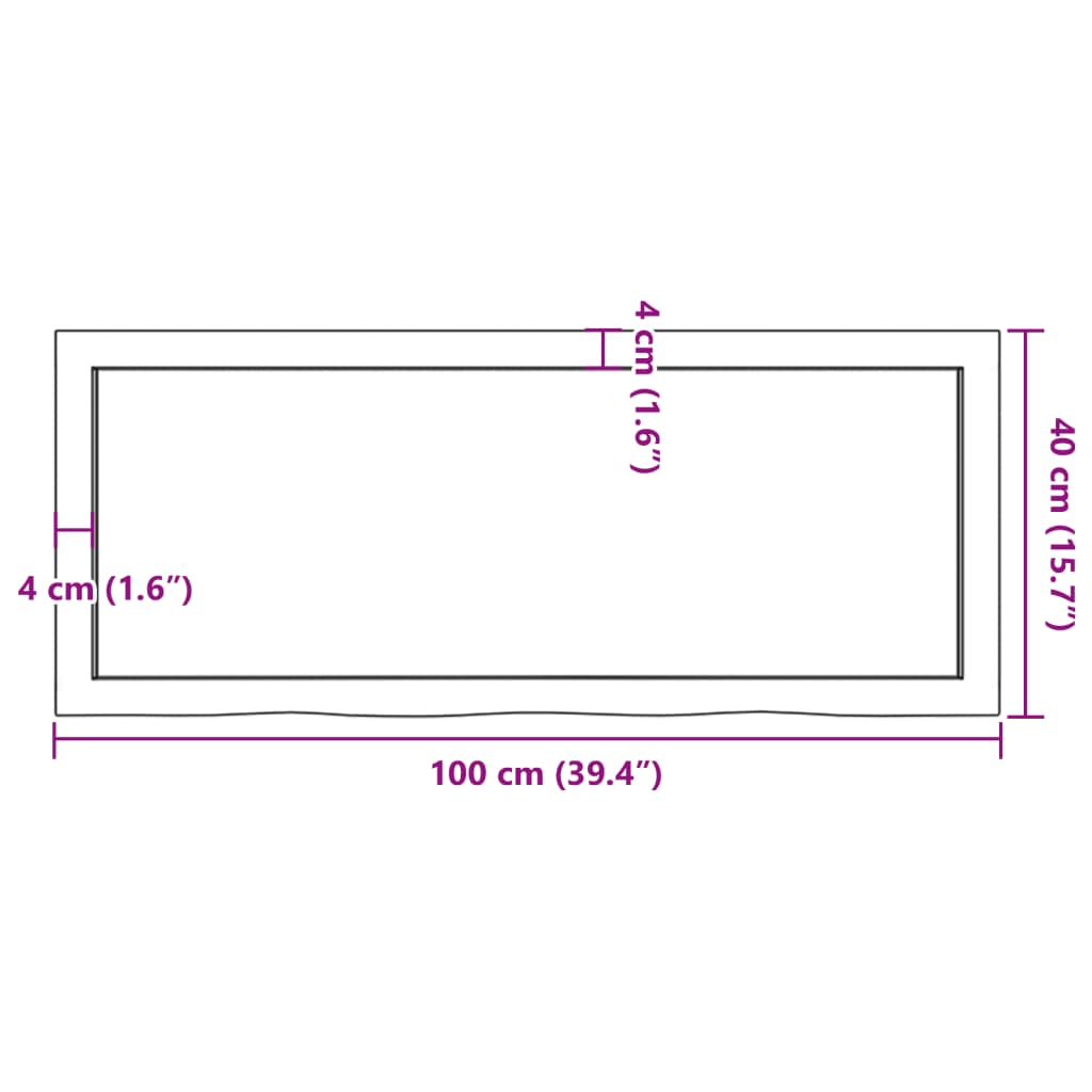 Bathroom Countertop 100x40x(2-4) cm Untreated Solid Wood