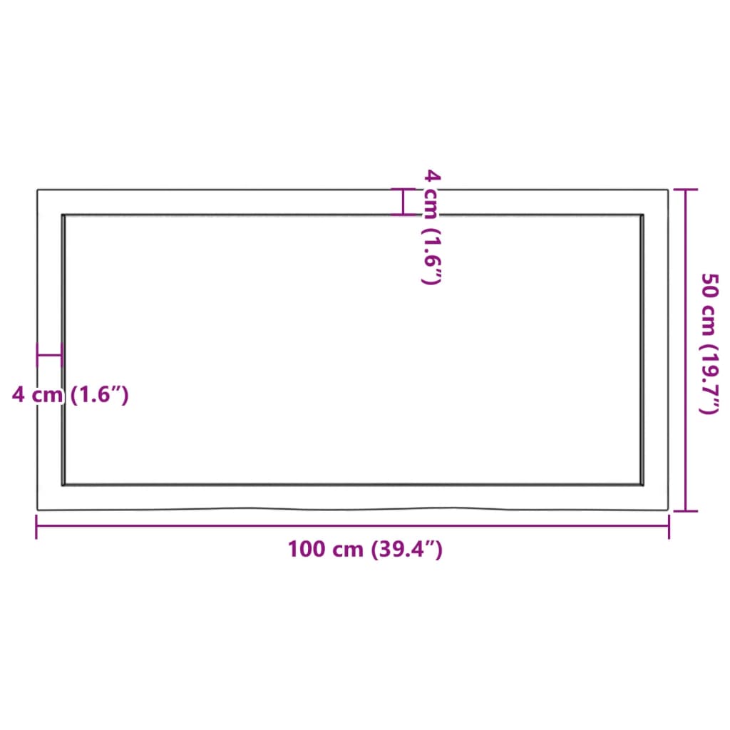 Bathroom Countertop 100x50x(2-4) cm Untreated Solid Wood